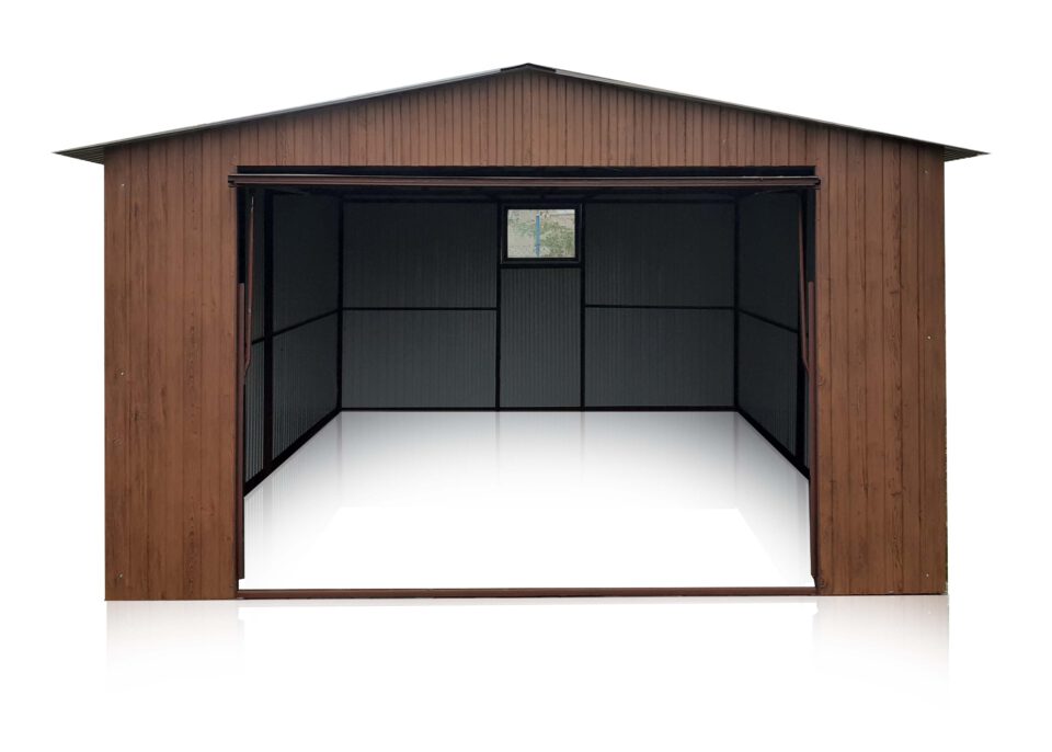 Eurostal - Garage 4x6 m tetto a due falde colore noce opaca