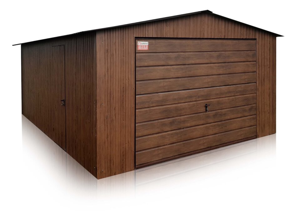 Eurostal - Garage 4x6 m tetto a due falde colore noce opaca