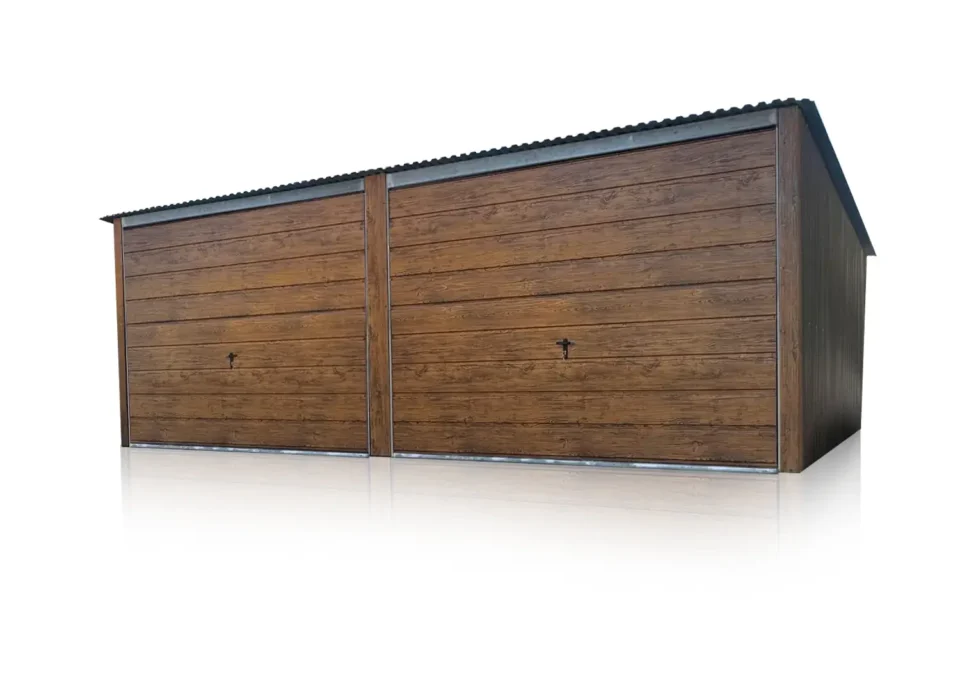 Dvougaráž Eurostal 6 x 5 m zadní spád - vrata ořech