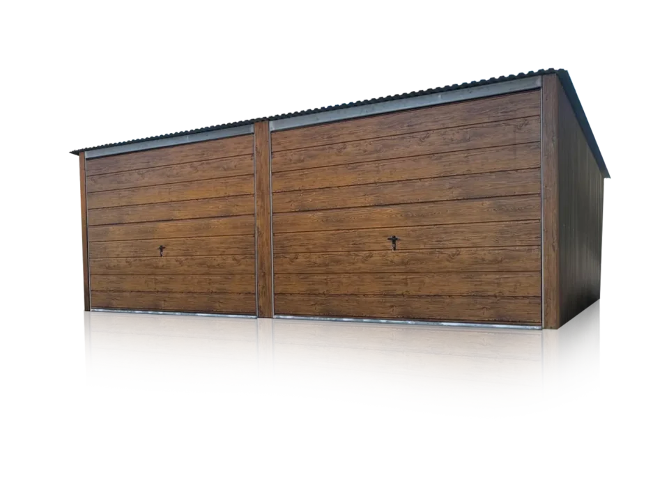 Dvougaráž Eurostal 6 x 5 m zadní spád - vrata ořech