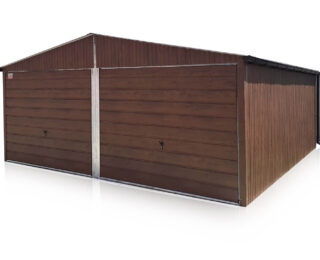 Garage doppio in lamiera 6x6m con pendenza laterale-noce opaco