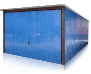 Plechová garáž 3x5m – výklopná vrata - RAL 5010