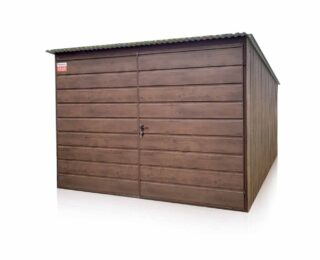Garaz 3 x 5 m zadní spád, dvoukřídlá vrata široký panel Ořech