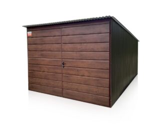 Plechová garáž 3 x 5 m zadní spád, dvoukřídlá vrata široký panel