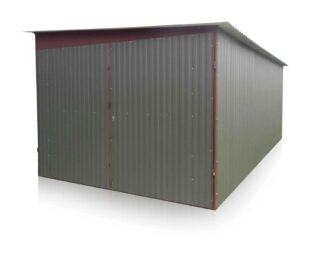 Plechová garáž 3 x 5 m boční spád vpravo, barva zelená