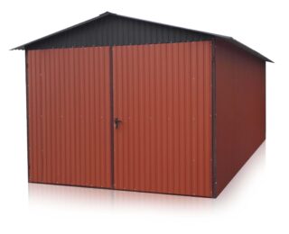 Plechová garáž 3 x 5 m sedlová střecha, kombinace barev