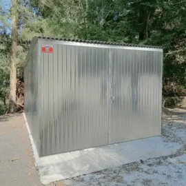 Plechová garáž 3 x 5 m zadní spád – pozinkovaná konstrukce