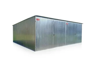 Plechová dvougaráž 6 x 5 m zadní spád, dvoukřídlá vrata + FAB