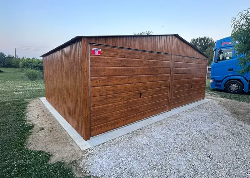 Dvougaráž Eurostal 6 x 5 m sedlová střecha - Zlatý dub