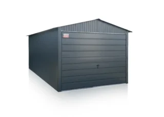Plechová garáž 3×5m sedlová střecha - antracit