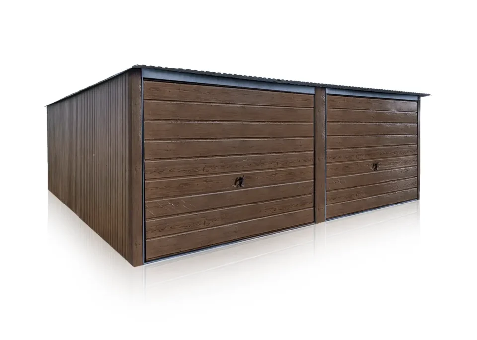 Dvougaráž Eurostal 6 x 5 m zadní spád - tmavý lesklý ořech