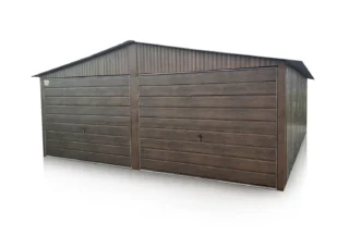 Dvougaráž Eurostal 6 x 5 m sedlová střecha - tmavý lesklý ořech