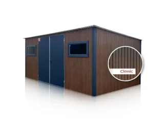 Plechová garáž, sklad, zahradní domek 5x3 m, dvoukřídlá vrata, okna