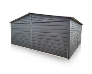 Plechová dvougaráž 6 x 5 m Matný grafit plech vodorovně