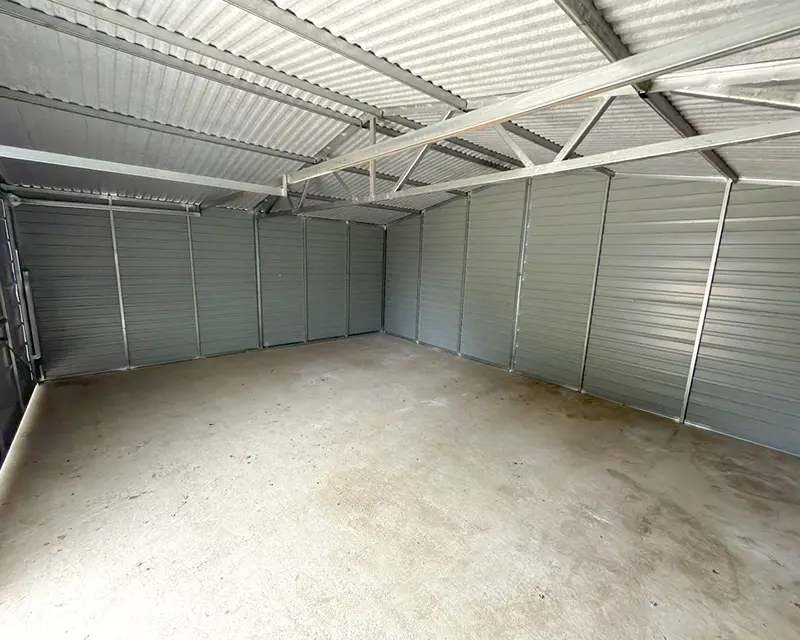 Plechová dvougaráž 6 x 5 m Matný grafit plech vodorovně