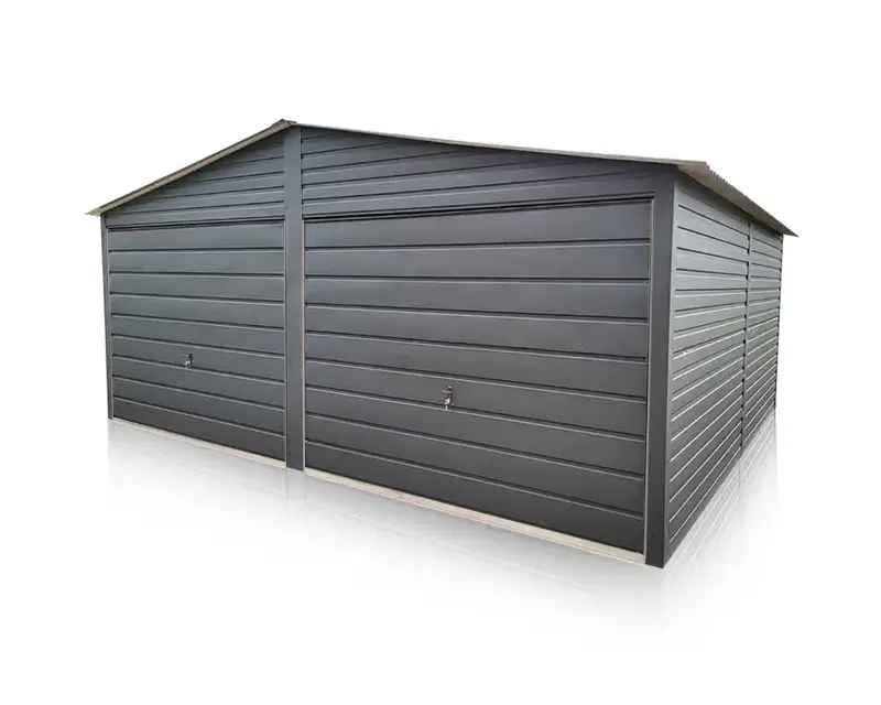 Plechová dvougaráž 6 x 5 m Matný grafit plech vodorovně