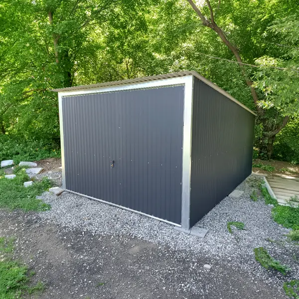 Plechová garáž 3 x 5 m | Zadní spád | Výklopná vrata | RAL 7016 Mat